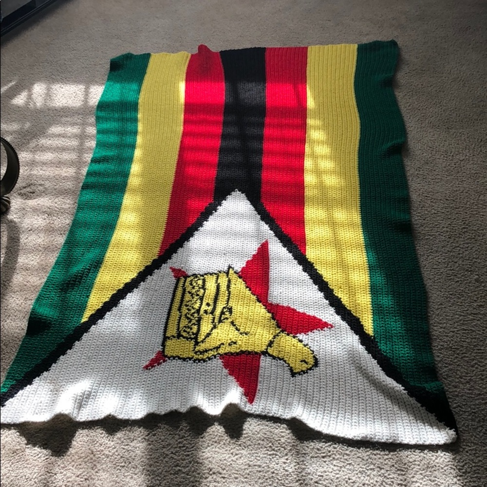 💋warm African Zimbabwean flag handmade blanket 🍂